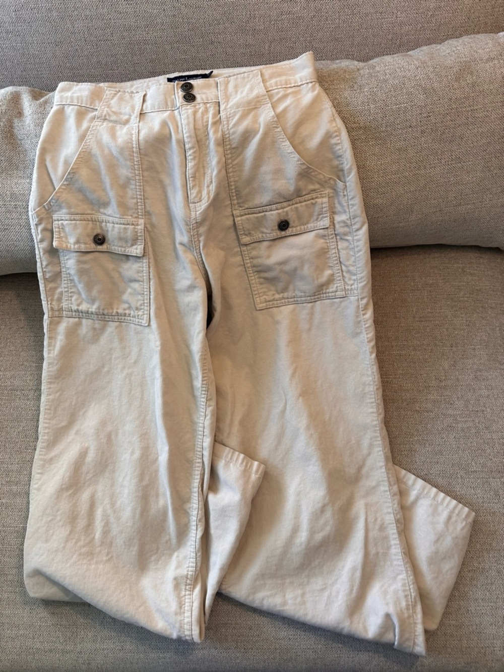 Ralph Lauren Cargo Pants Youth 14 Beige Wide Leg Utility 100% Cotton Kids Unisex - Picture 4 of 12